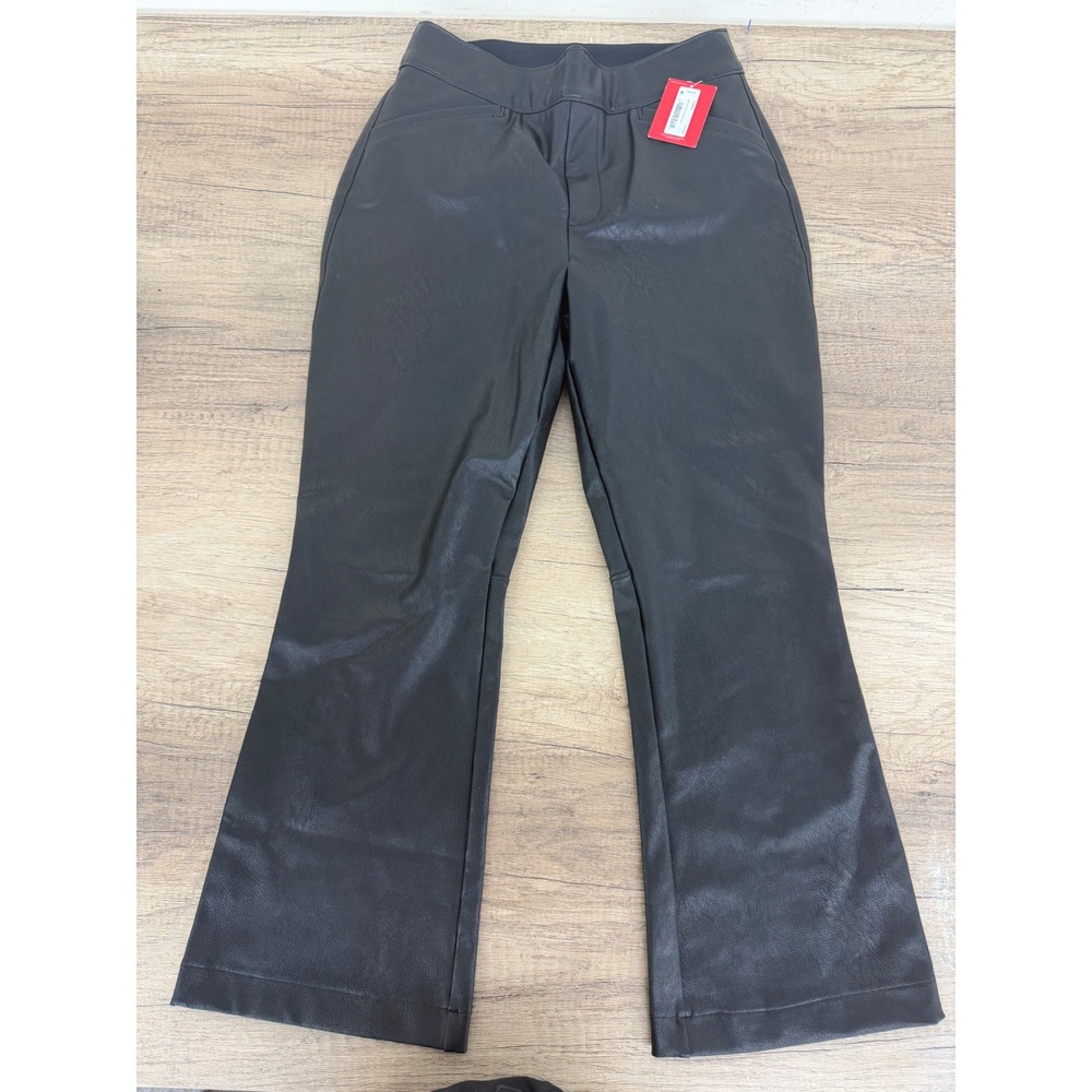 Spanx Luxe Black Leather-Like Kick Flare Pants Petite Small 20848Q